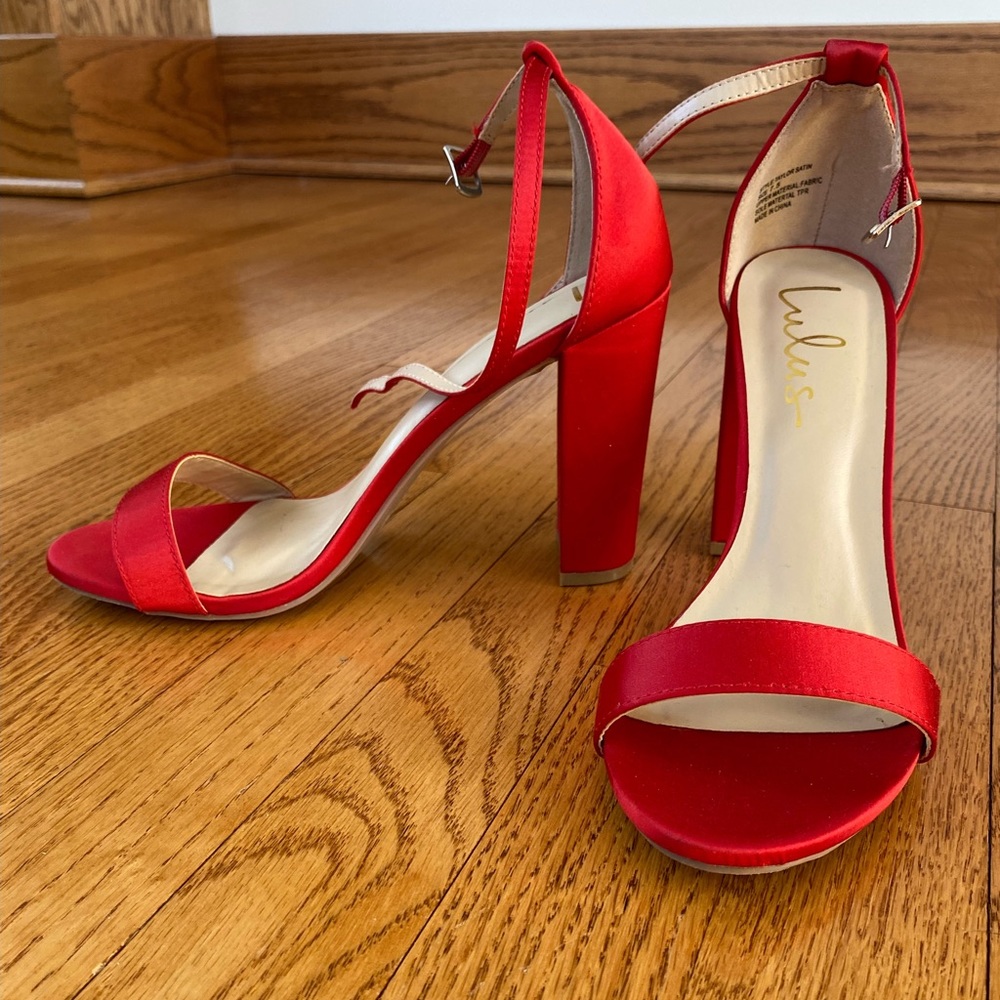 Red Satin Heels